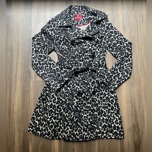 Express Black and Cream Animal Print Trench Coat
